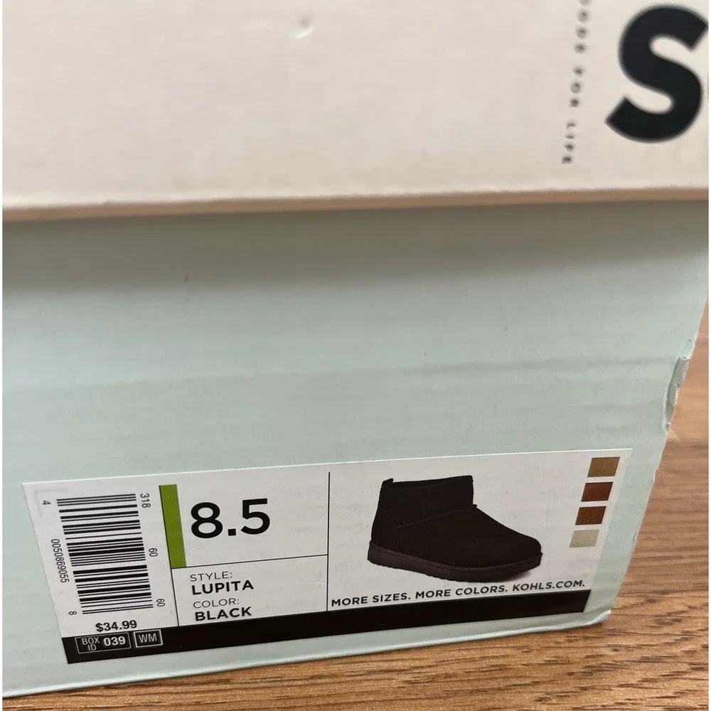 SO Lupita Black Booties Boots Faux Suede & Fur Mini Boots Women's Size 8. 5 NEW
